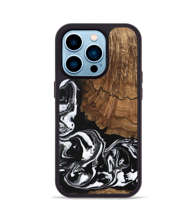 iPhone 14 Pro Wood Phone Case - Tim (Black & White, 746244)