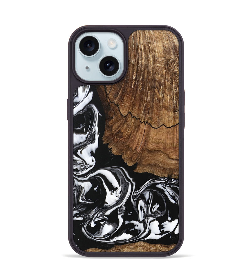 iPhone 15 Wood Phone Case - Tim (Black & White, 746244)