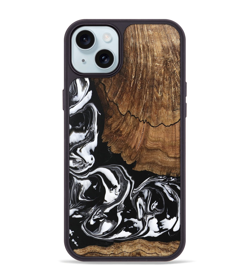 iPhone 15 Plus Wood Phone Case - Tim (Black & White, 746244)