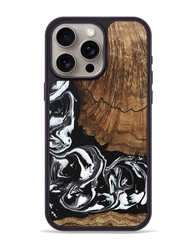 iPhone 15 Pro Max Wood Phone Case - Tim (Black & White, 746244)