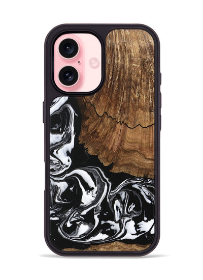 iPhone 16 Wood Phone Case - Tim (Black & White, 746244)