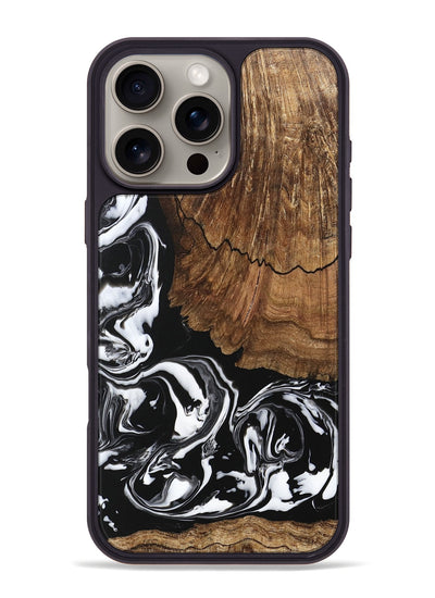 iPhone 16 Pro Max Wood Phone Case - Tim (Black & White, 746244)