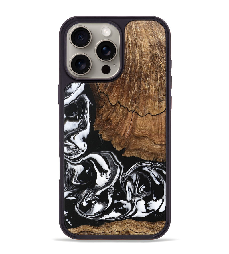 iPhone 16 Pro Max Wood Phone Case - Tim (Black & White, 746244)