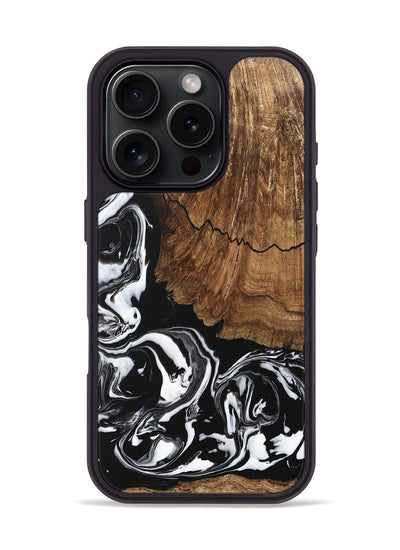 iPhone 16 Pro Wood Phone Case - Tim (Black & White, 746244)