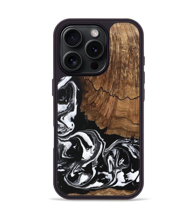 iPhone 16 Pro Wood Phone Case - Tim (Black & White, 746244)