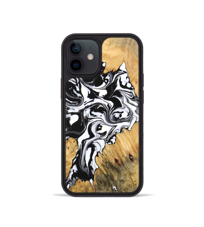 iPhone 12 mini Wood Phone Case - Vincent (Black & White, 746245)