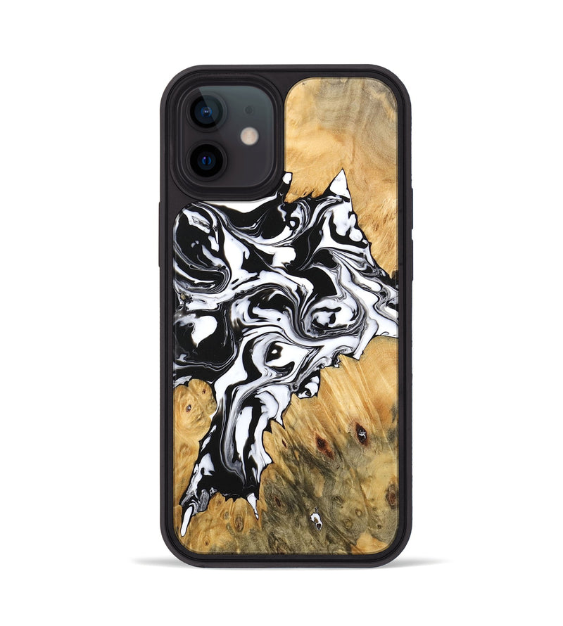 iPhone 12 Wood Phone Case - Vincent (Black & White, 746245)