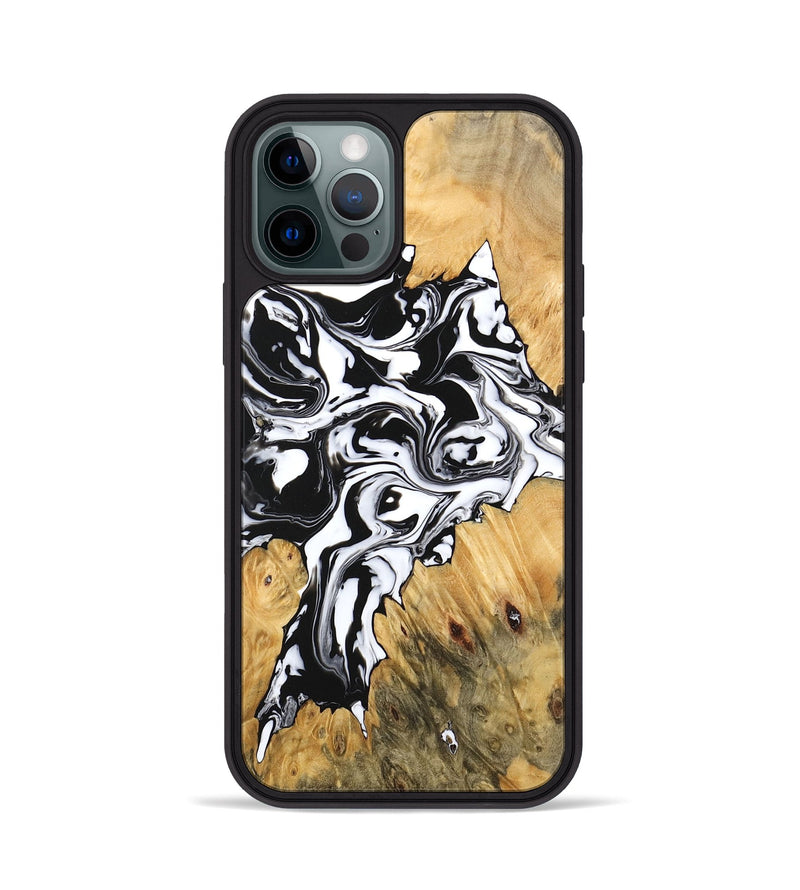 iPhone 12 Pro Wood Phone Case - Vincent (Black & White, 746245)