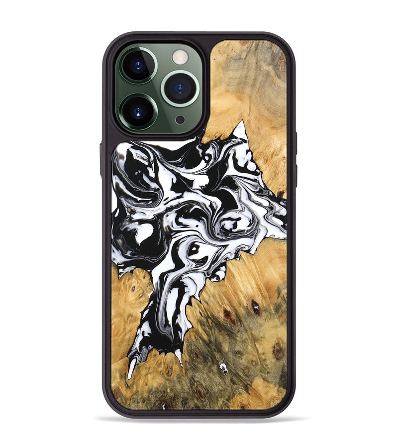 iPhone 13 Pro Max Wood Phone Case - Vincent (Black & White, 746245)