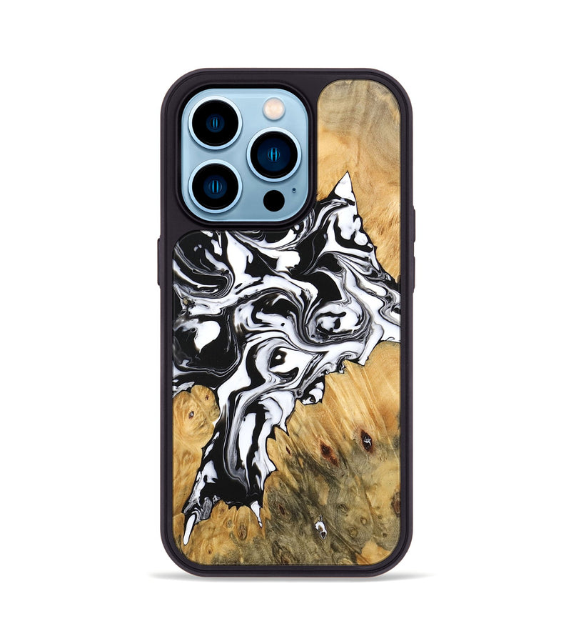 iPhone 14 Pro Wood Phone Case - Vincent (Black & White, 746245)