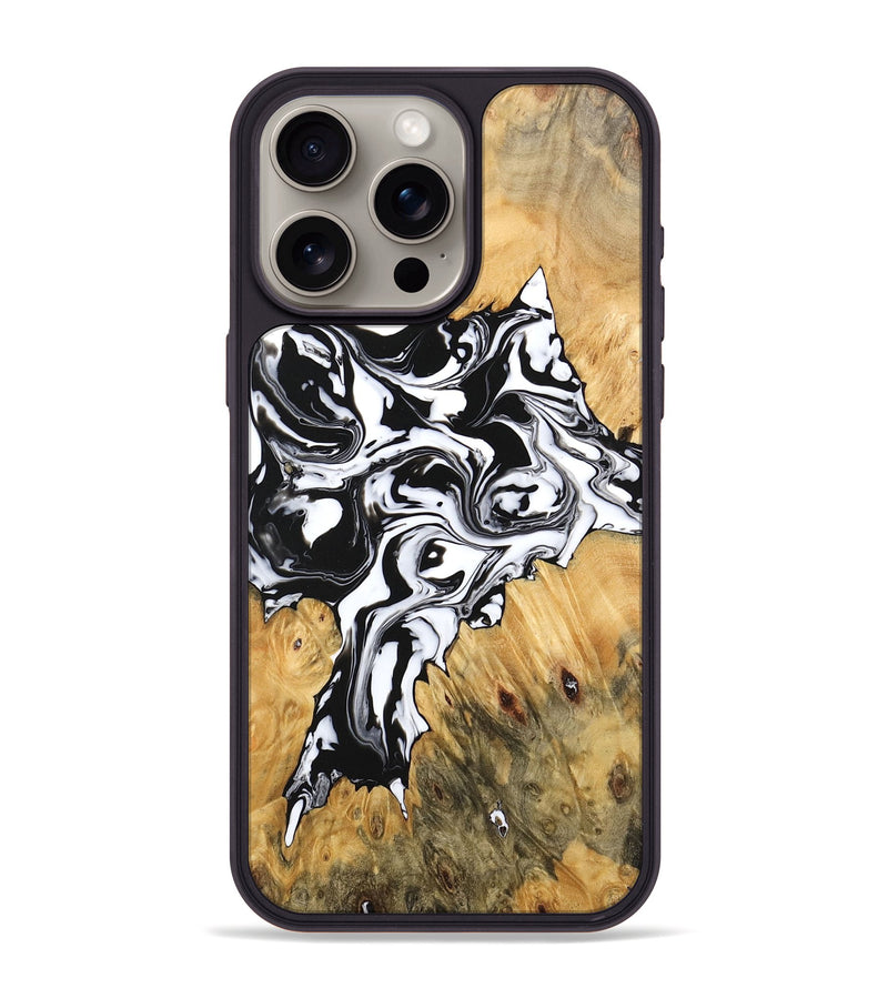 iPhone 15 Pro Max Wood Phone Case - Vincent (Black & White, 746245)