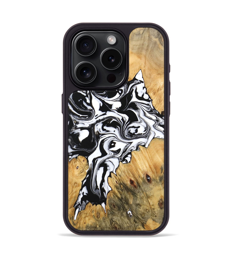 iPhone 15 Pro Wood Phone Case - Vincent (Black & White, 746245)