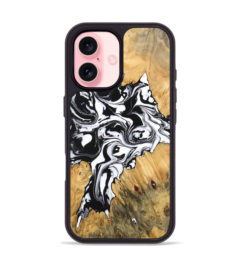 iPhone 16 Wood Phone Case - Vincent (Black & White, 746245)