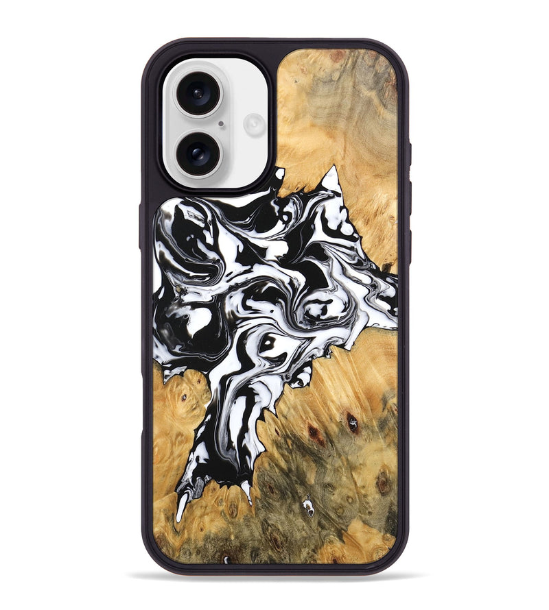 iPhone 16 Plus Wood Phone Case - Vincent (Black & White, 746245)