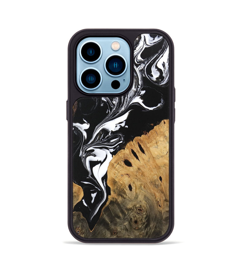 iPhone 14 Pro Wood Phone Case - Ayden (Black & White, 746249)