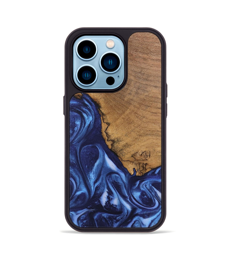 iPhone 14 Pro Wood Phone Case - Wrenley (Blue, 746252)