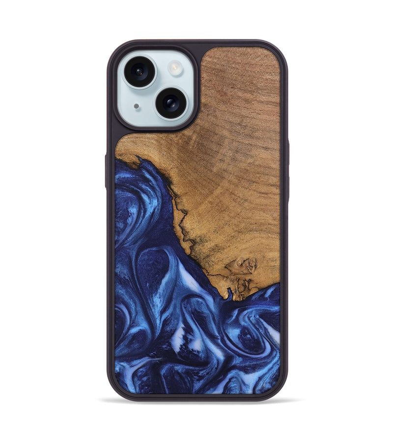 iPhone 15 Wood Phone Case - Wrenley (Blue, 746252)