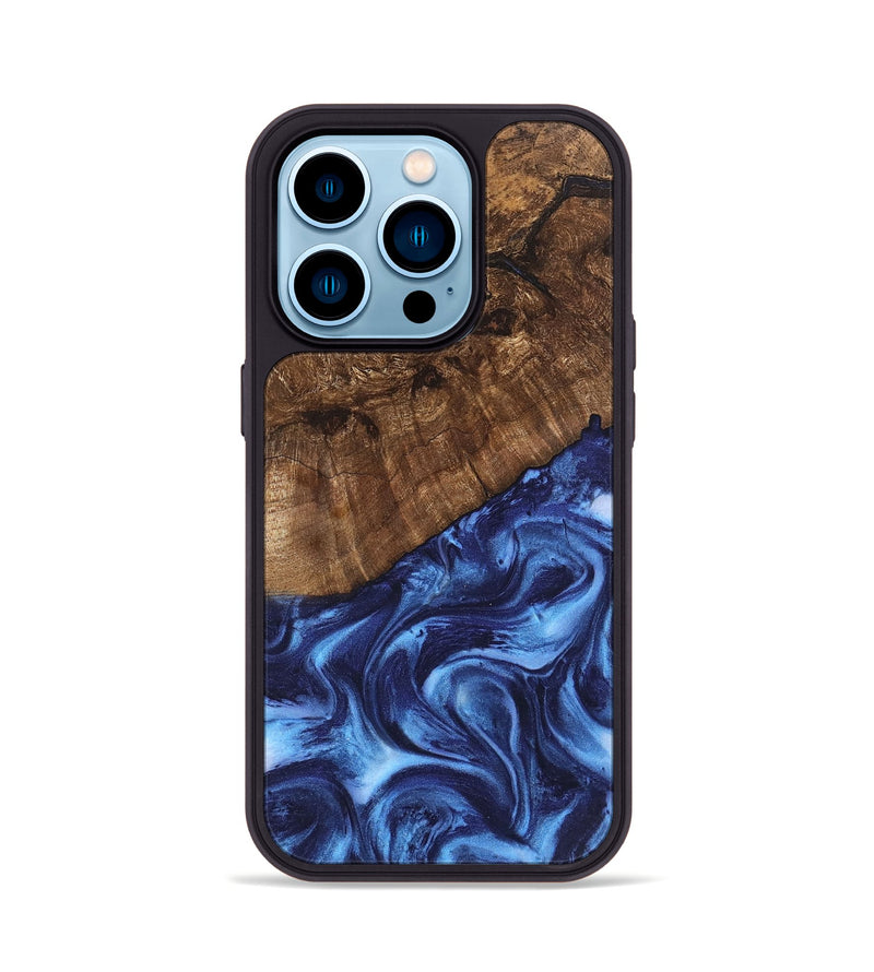 iPhone 14 Pro Wood Phone Case - Vallie (Blue, 746256)