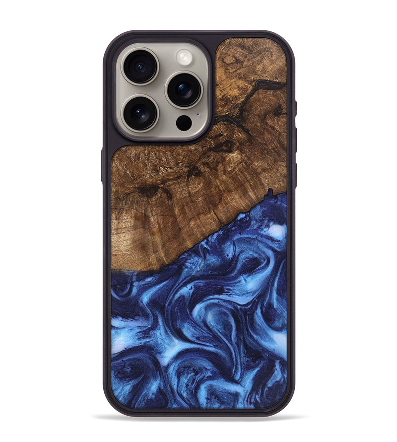 iPhone 15 Pro Max Wood Phone Case - Vallie (Blue, 746256)