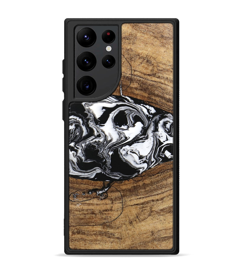 Galaxy S22 Ultra Wood Phone Case - Melva (Black & White, 746259)