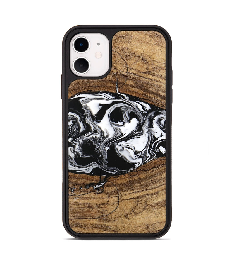 iPhone 11 Wood Phone Case - Melva (Black & White, 746259)