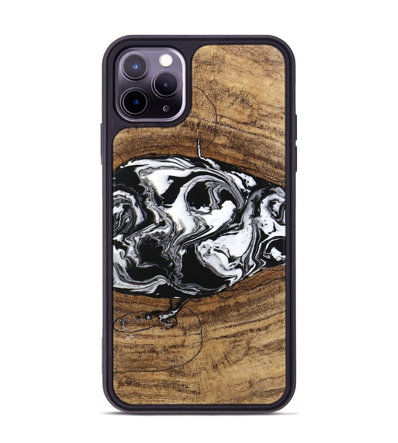 iPhone 11 Pro Max Wood Phone Case - Melva (Black & White, 746259)