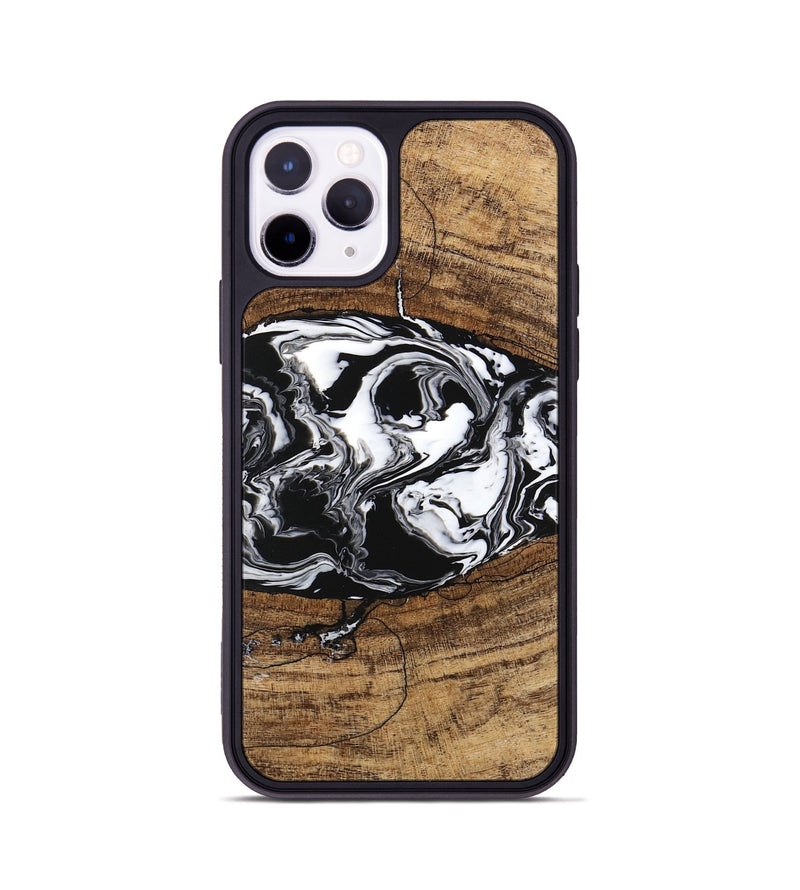 iPhone 11 Pro Wood Phone Case - Melva (Black & White, 746259)