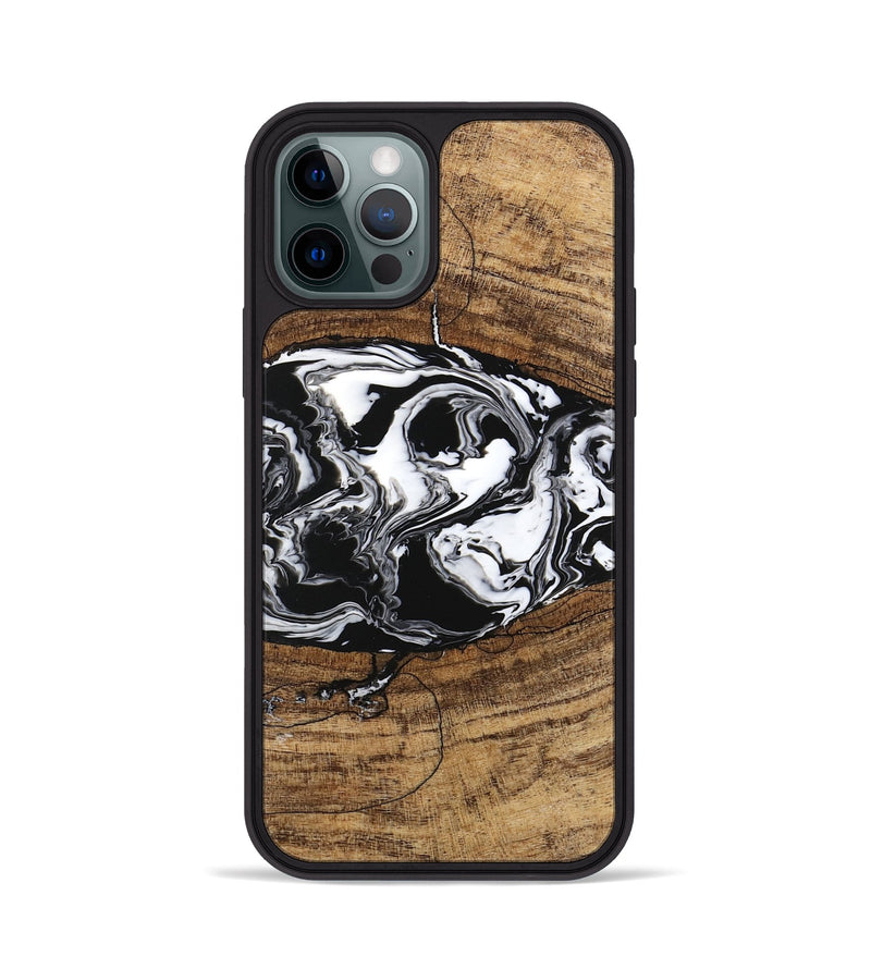 iPhone 12 Pro Wood Phone Case - Melva (Black & White, 746259)