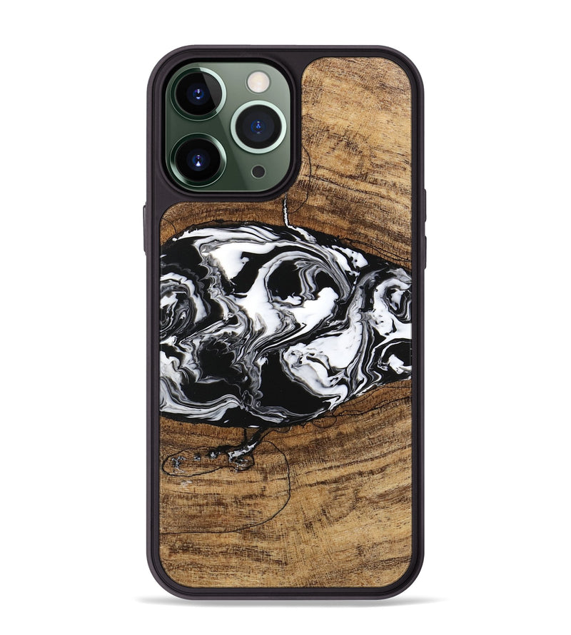 iPhone 13 Pro Max Wood Phone Case - Melva (Black & White, 746259)