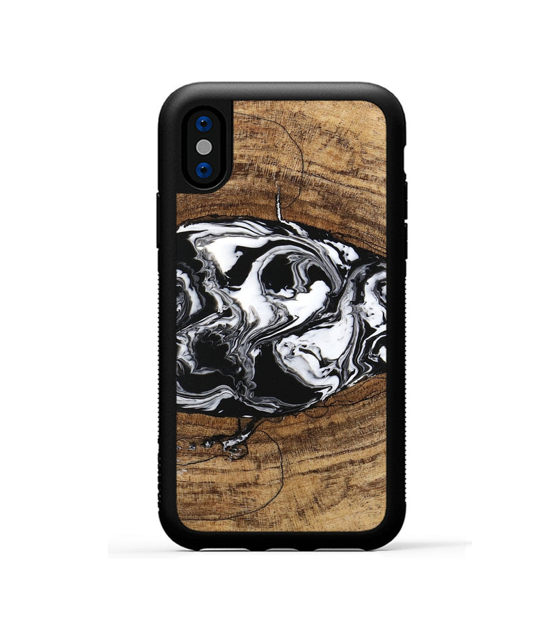 iPhone Xs Wood Phone Case - Melva (Black & White, 746259)