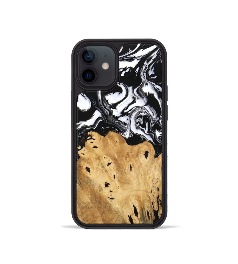 iPhone 12 mini Wood Phone Case - Araceli (Black & White, 746264)