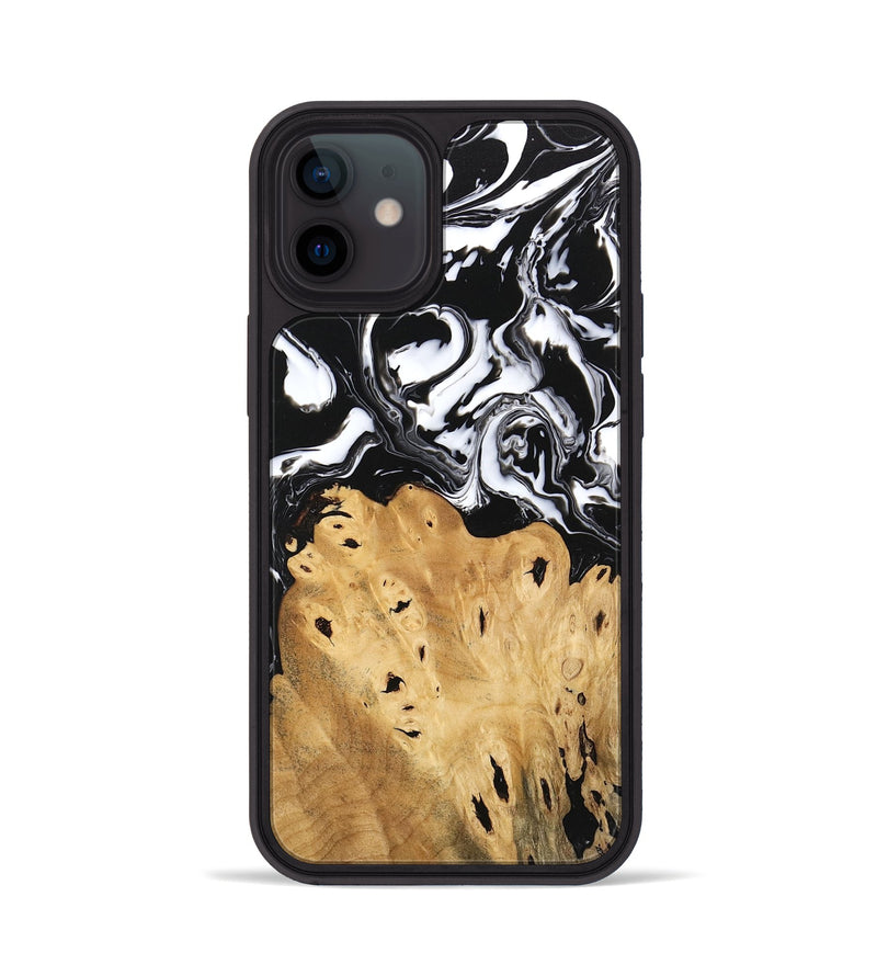 iPhone 12 Wood Phone Case - Araceli (Black & White, 746264)