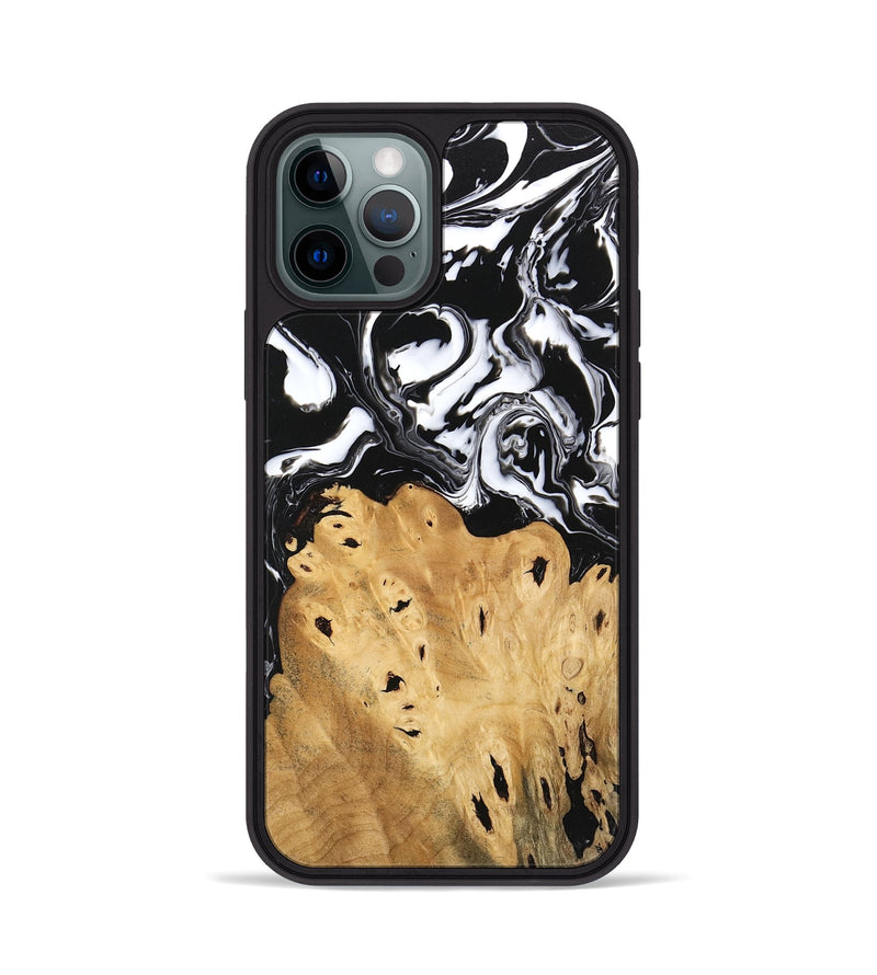 iPhone 12 Pro Wood Phone Case - Araceli (Black & White, 746264)