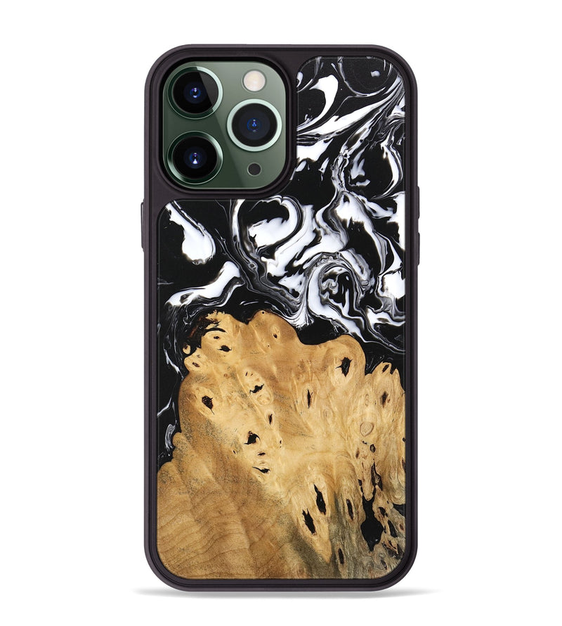 iPhone 13 Pro Max Wood Phone Case - Araceli (Black & White, 746264)