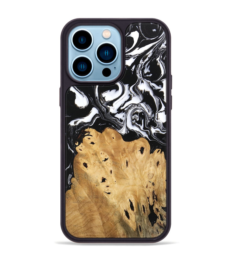 iPhone 14 Pro Max Wood Phone Case - Araceli (Black & White, 746264)