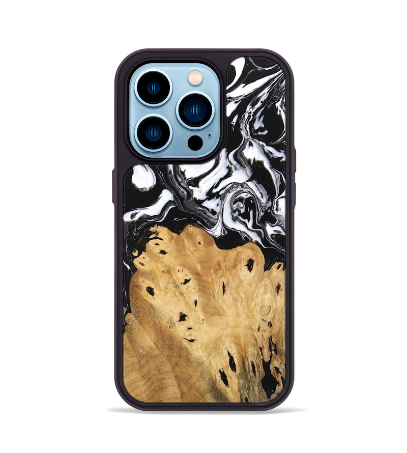 iPhone 14 Pro Wood Phone Case - Araceli (Black & White, 746264)