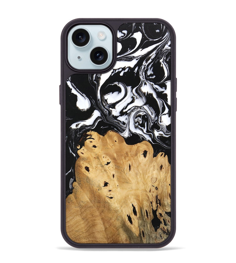 iPhone 15 Plus Wood Phone Case - Araceli (Black & White, 746264)