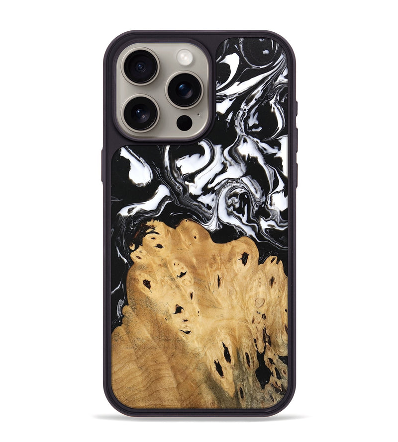 iPhone 15 Pro Max Wood Phone Case - Araceli (Black & White, 746264)