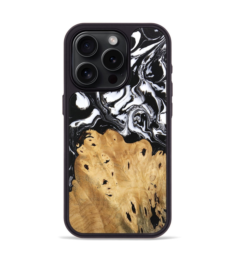 iPhone 15 Pro Wood Phone Case - Araceli (Black & White, 746264)