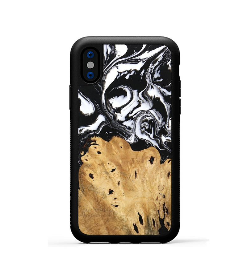 iPhone Xs Wood Phone Case - Araceli (Black & White, 746264)