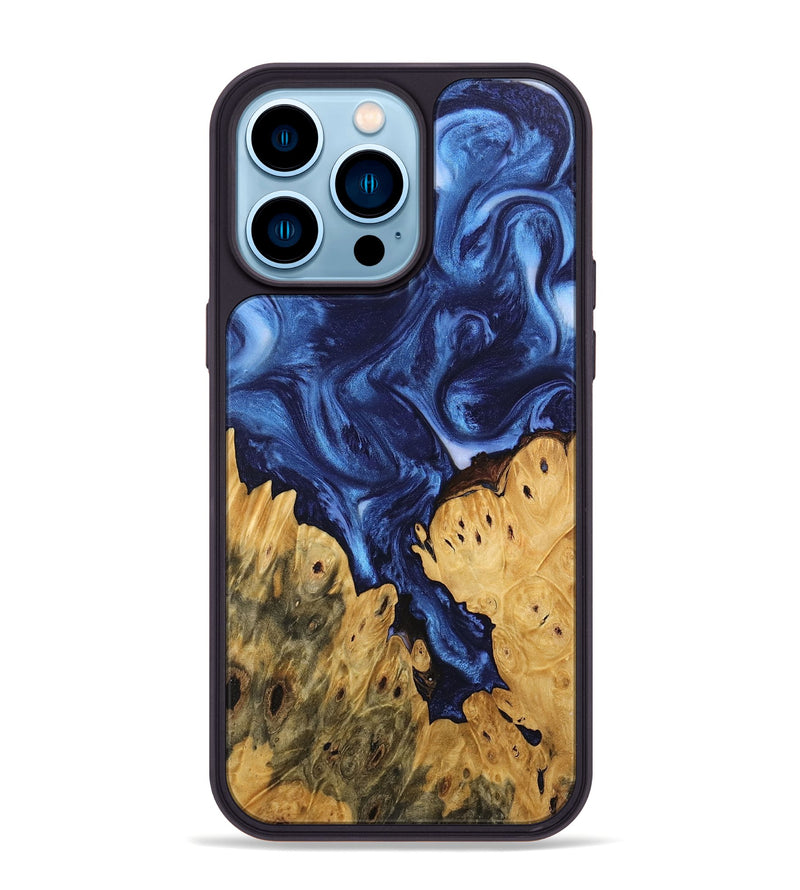 iPhone 14 Pro Max Wood Phone Case - Miracle (Blue, 746267)