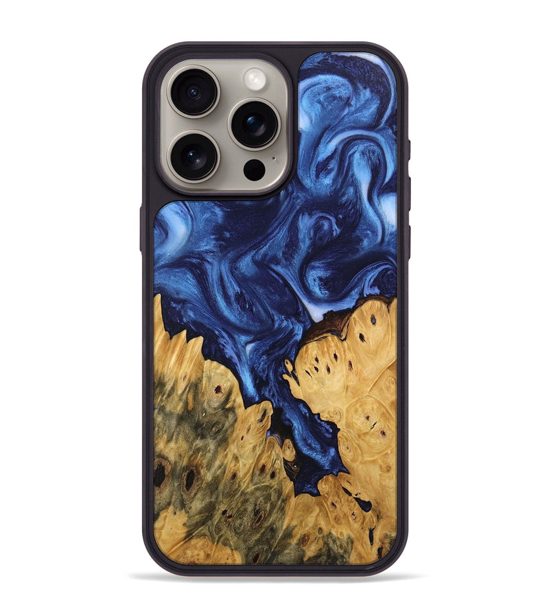 iPhone 15 Pro Max Wood Phone Case - Miracle (Blue, 746267)