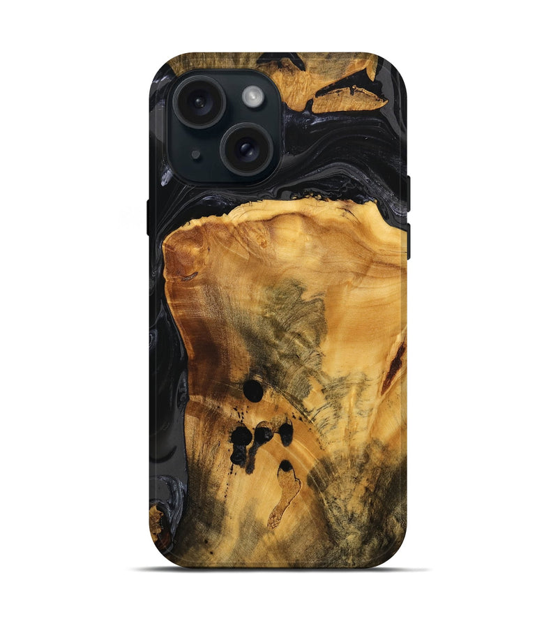 iPhone 15 Wood Live Edge Phone Case - Brandon (Black & White, 746275)