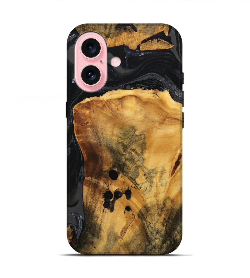 iPhone 16 Wood Live Edge Phone Case - Brandon (Black & White, 746275)