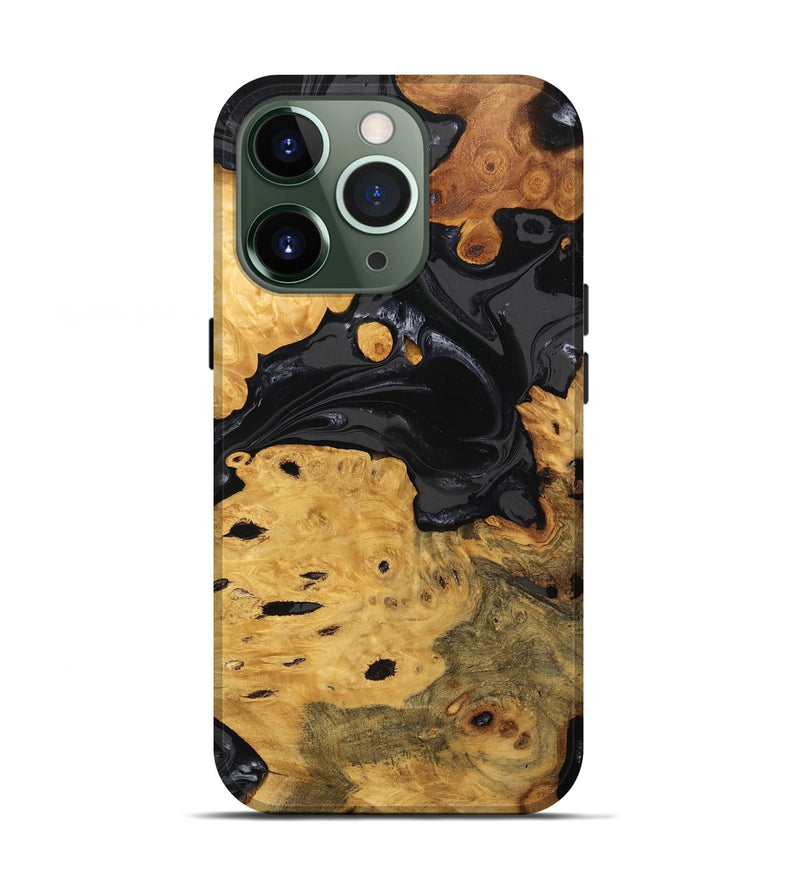 iPhone 13 Pro Wood Live Edge Phone Case - Ursula (Black & White, 746278)