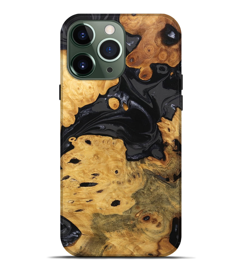 iPhone 13 Pro Max Wood Live Edge Phone Case - Ursula (Black & White, 746278)