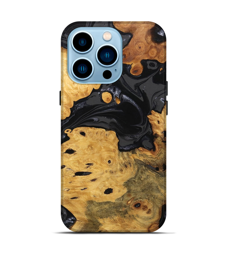 iPhone 14 Pro Wood Live Edge Phone Case - Ursula (Black & White, 746278)