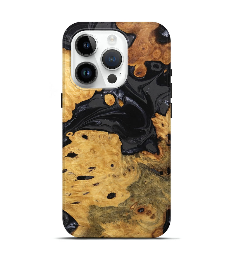 iPhone 15 Pro Wood Live Edge Phone Case - Ursula (Black & White, 746278)