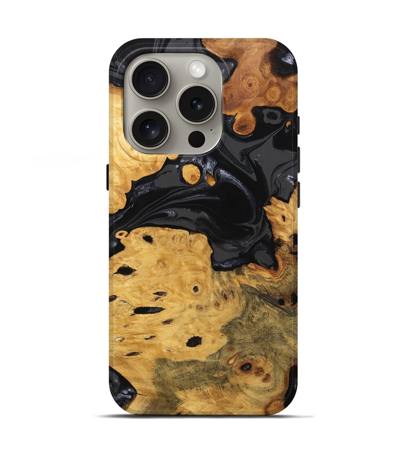 iPhone 16 Pro Wood Live Edge Phone Case - Ursula (Black & White, 746278)