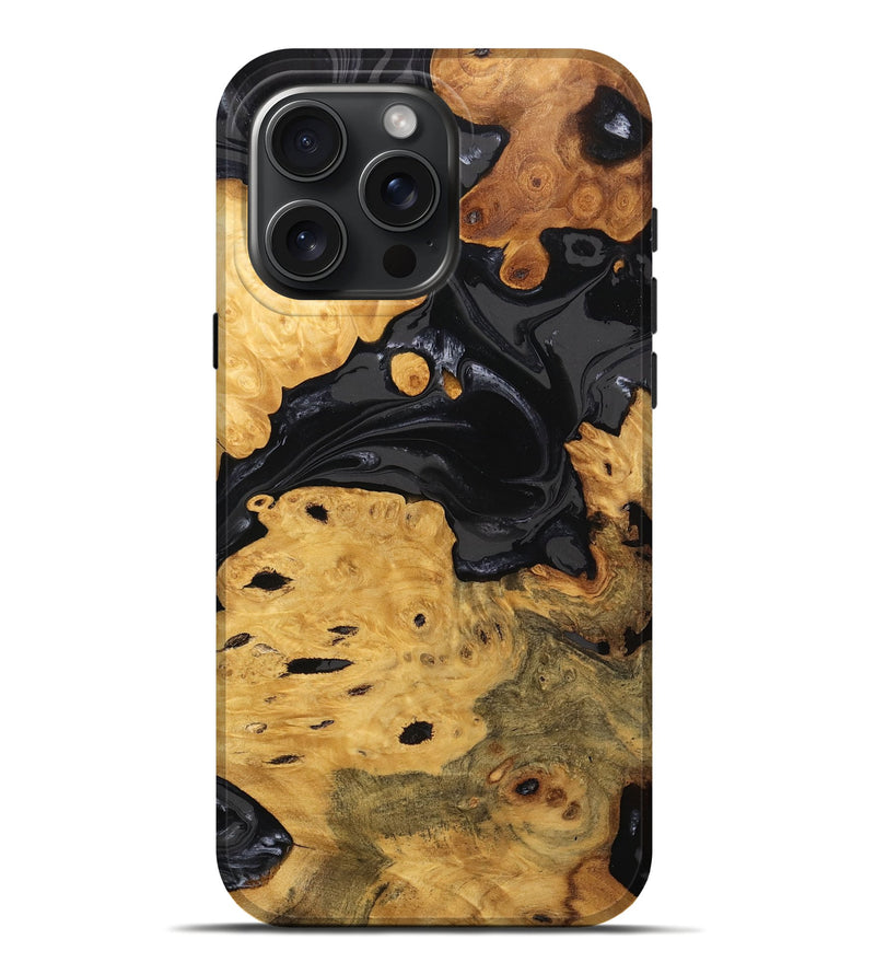 iPhone 16 Pro Max Wood Live Edge Phone Case - Ursula (Black & White, 746278)